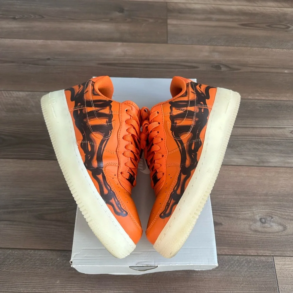 RARE Nike Af1 Skeletal Force One QS Orange Sz 9 Mens Halloween Limited Edition - Picture 3 of 10